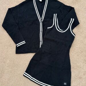 alo tennis club sweater knit dress and cardigan set Size S